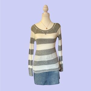 Old Navy Striped Gray and White Long Sleeve Top